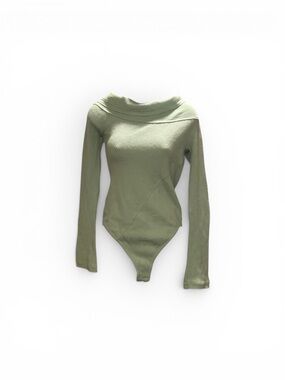 Free People Sage Green Ribbed Thong Bodysuit Sz M